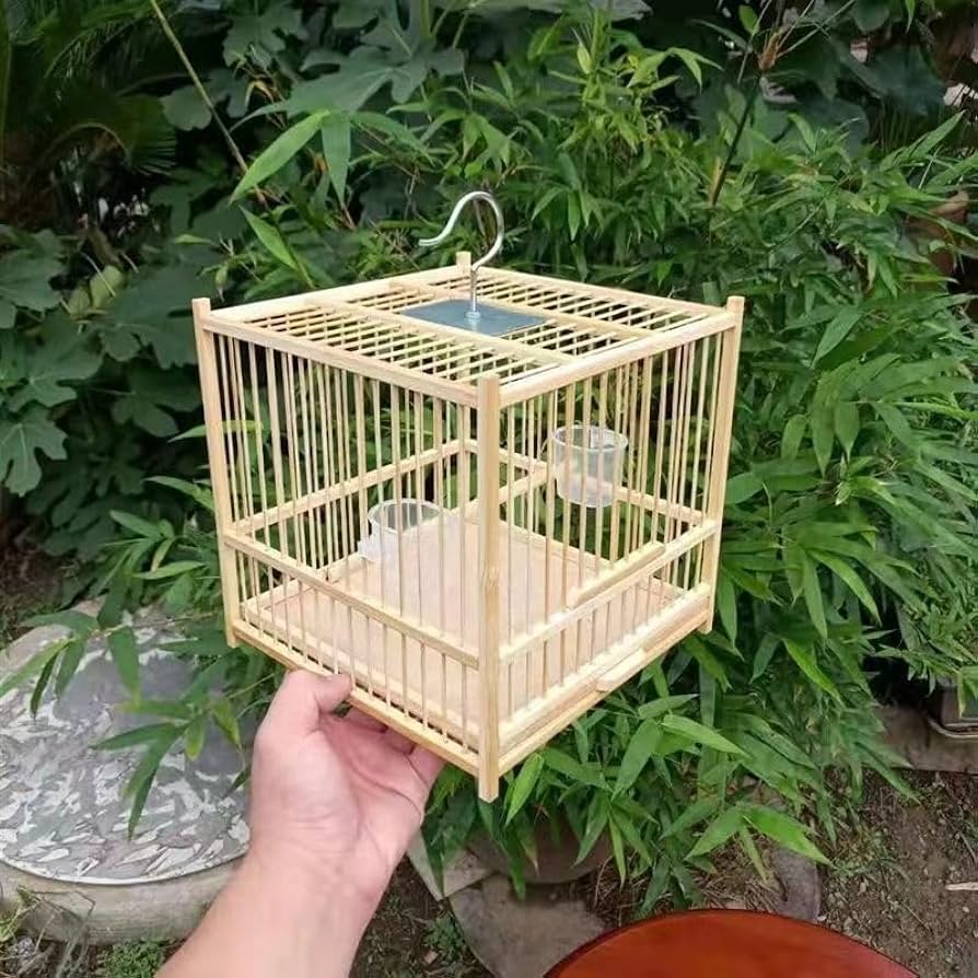 Amazon.co.jp: 鳥籠 竹製の小さな鳥かご お出かけ バードケージ