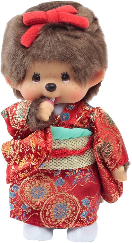 Amazon.co.jp: 久月official オリジナル お着物姿モンチッチ 女の子 赤