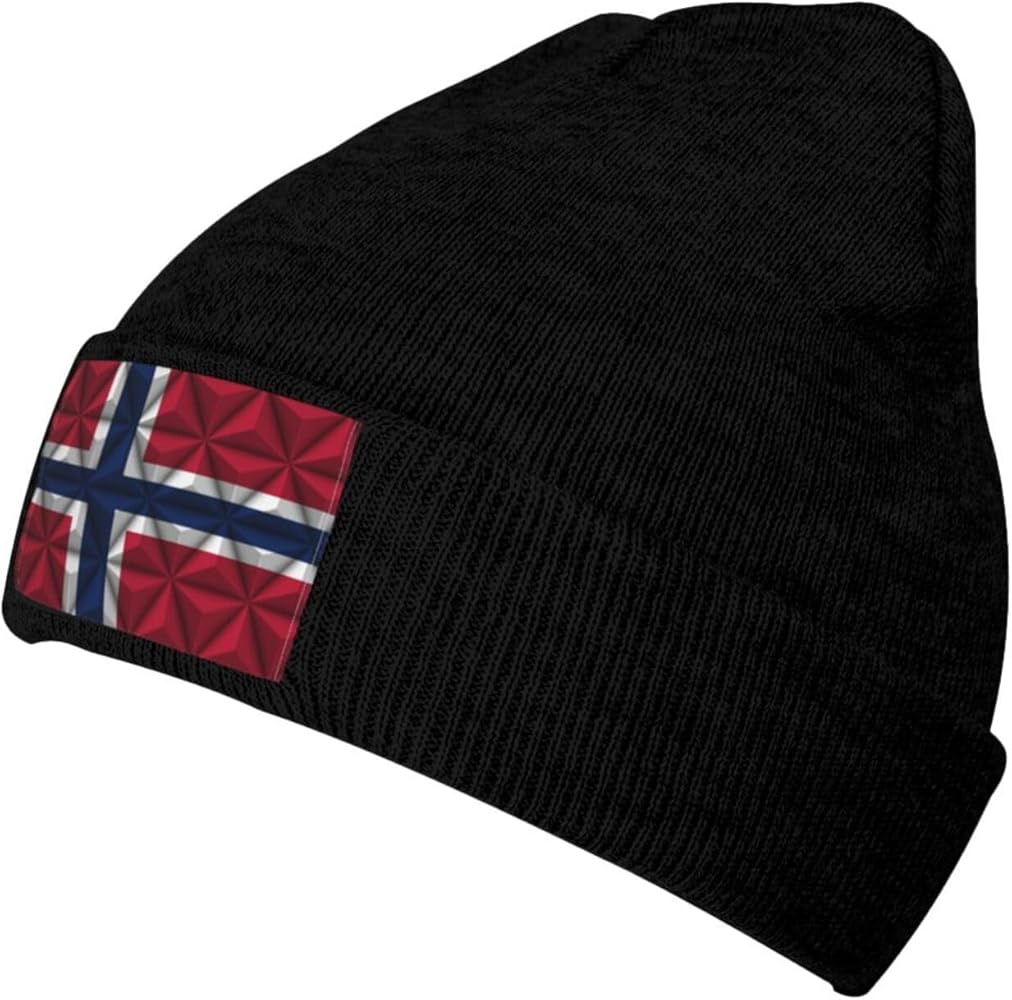 MULIHU Norwegian Flag with Polygonal Effect Beanie Hat for Men