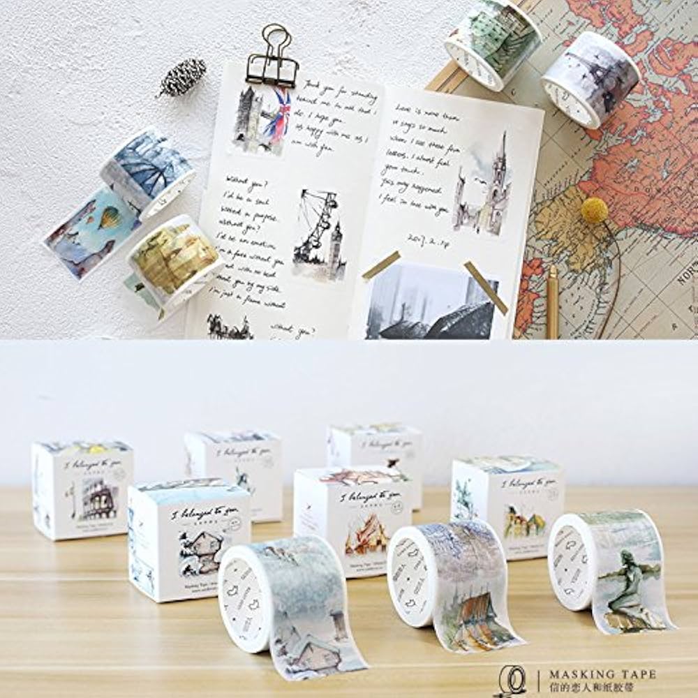 海外マスキングテープ巻売り 光之海 フラワー花 装飾マスキングテープ