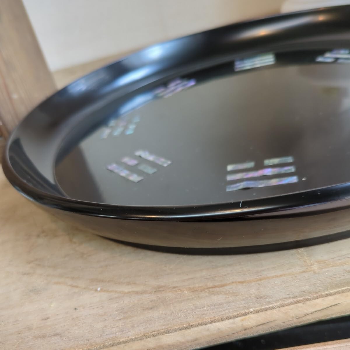 茶道具 貝八卦盆 八掛盆 漆器 丸盆 お盆 大円盆 骨董 螺鈿