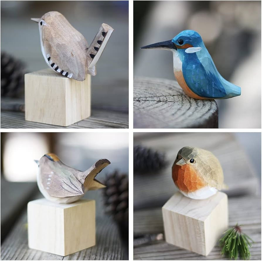 美品】木彫り トリ 鳥 置物 インテリア 北欧 工芸品 美術品 A2687 美品