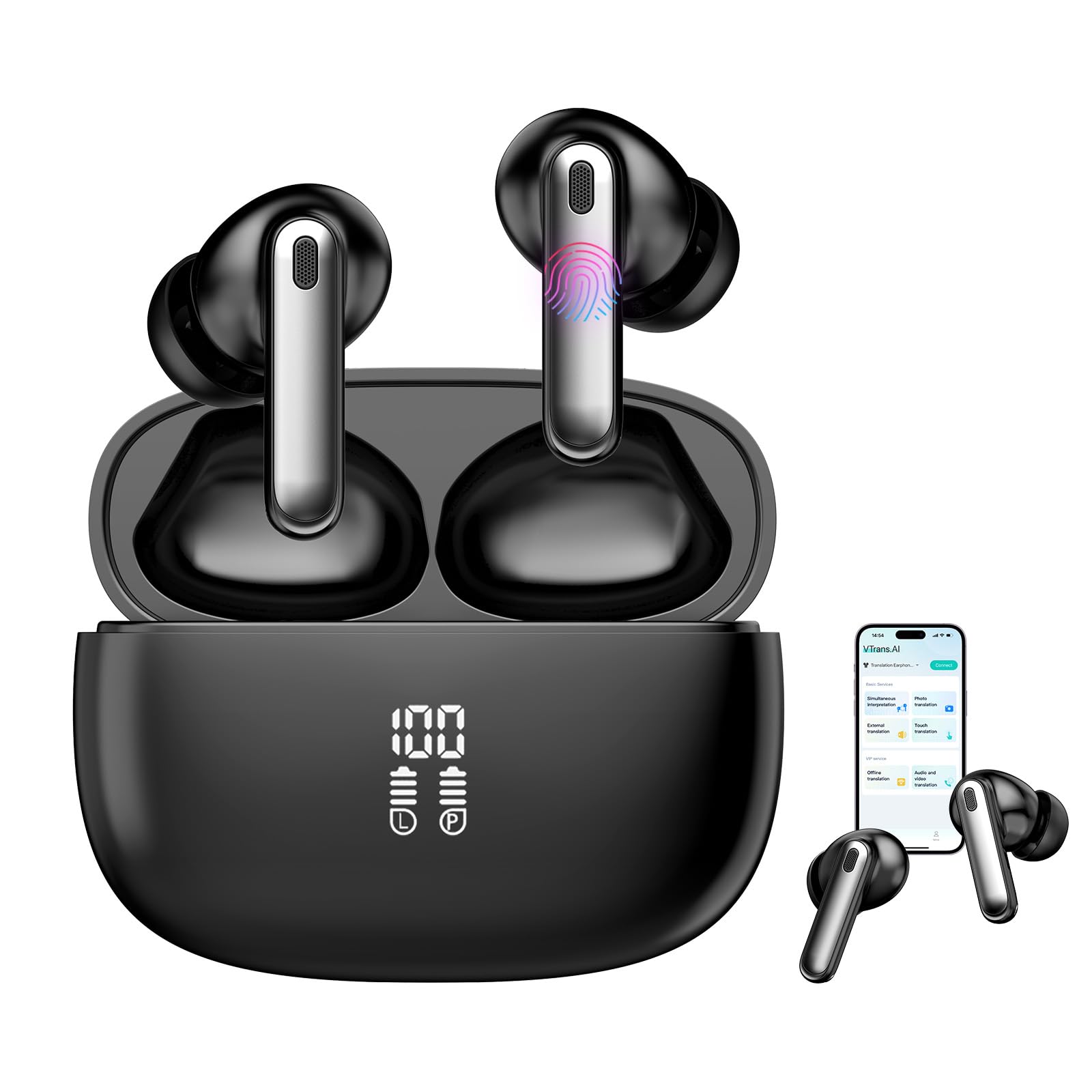 事務・デジタル文具 VTrans ストア 7days AI AI翻訳イヤホン (ブラック
