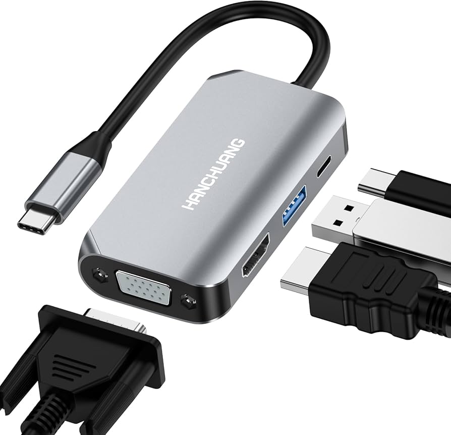 Amazon.com: hanchuang USB C to VGA Adapter, USB-C to HDMI 4K