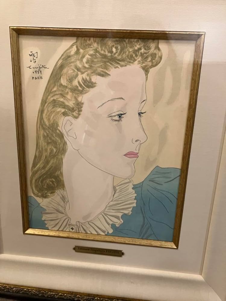 藤田嗣治 「 フォークを持つ少女 」 シルクスクリーン 版画 絵画