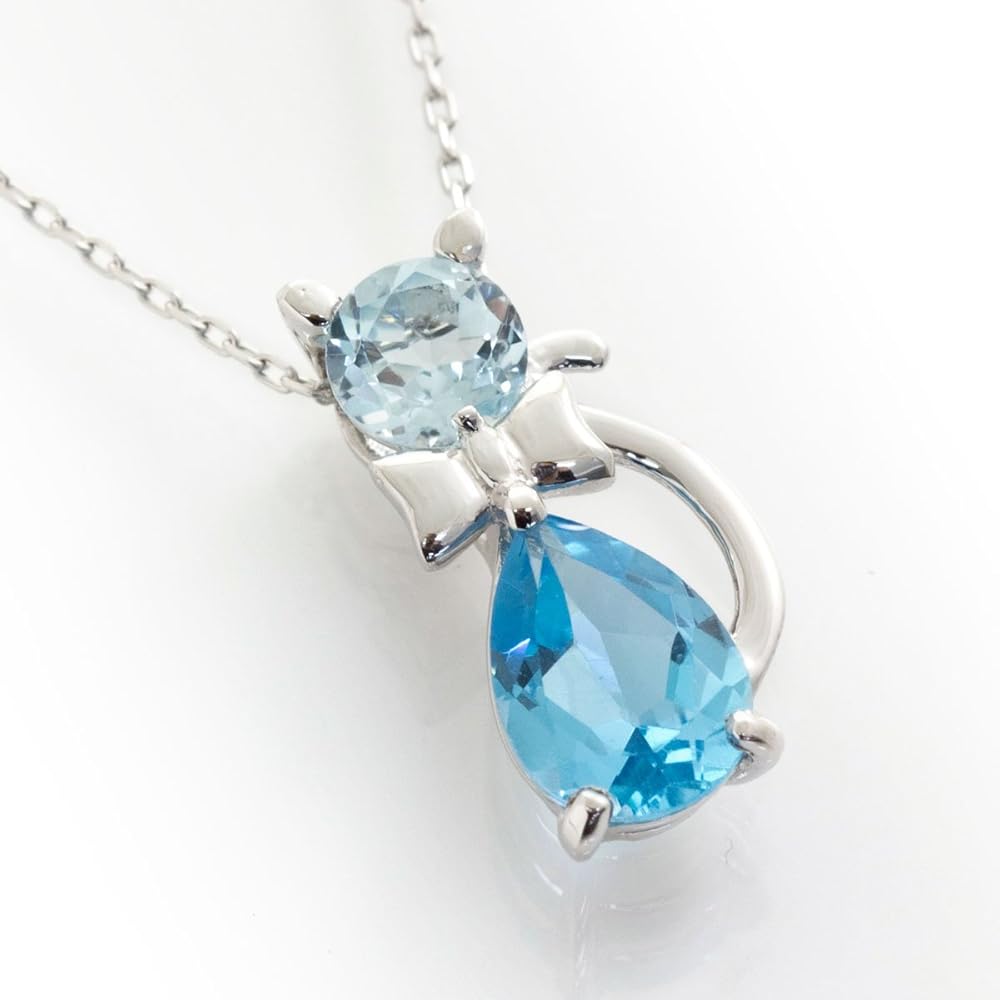 宝石ルース 『限定品！ネコちゃんネックレス！』天然ブルートパーズ