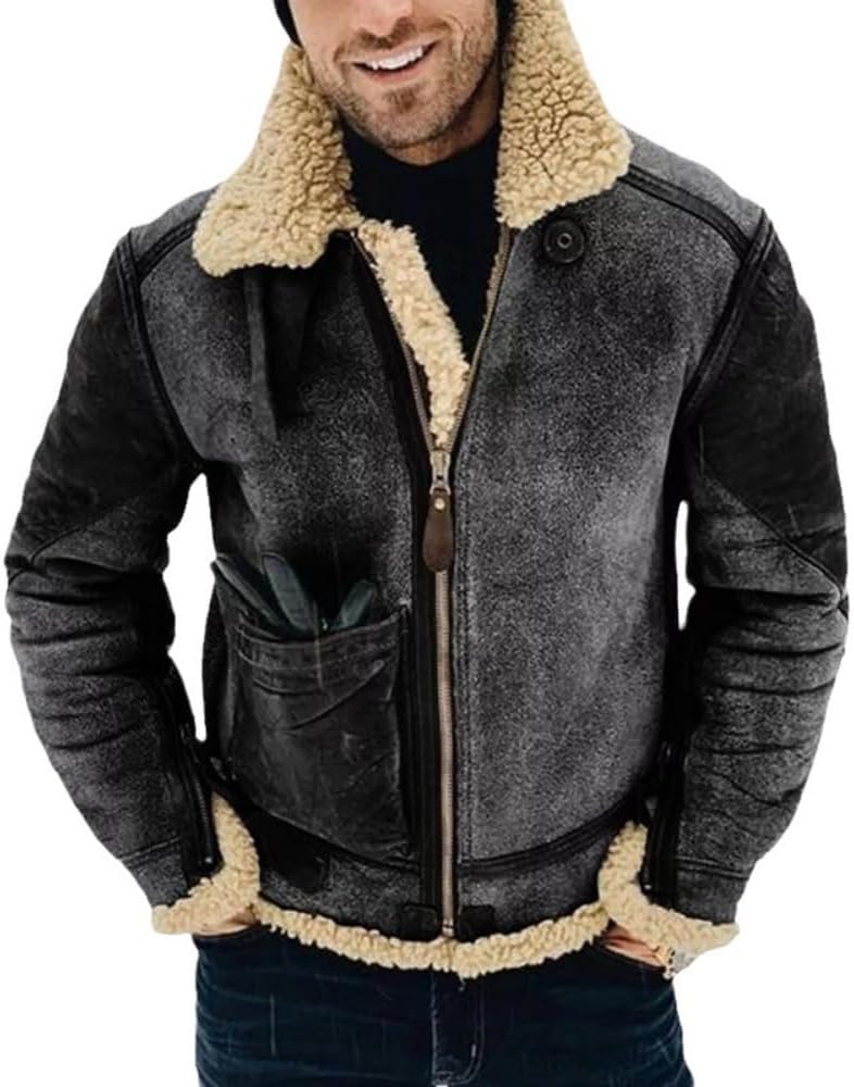 Amazon | [Patypeety] ムートンジャケット B-3 レザージャケット
