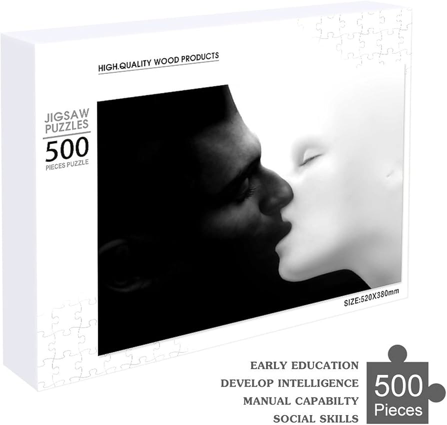 Amazon.co.jp: ジグソーパズル 白黒 キス カップル 陰陽 300ピース