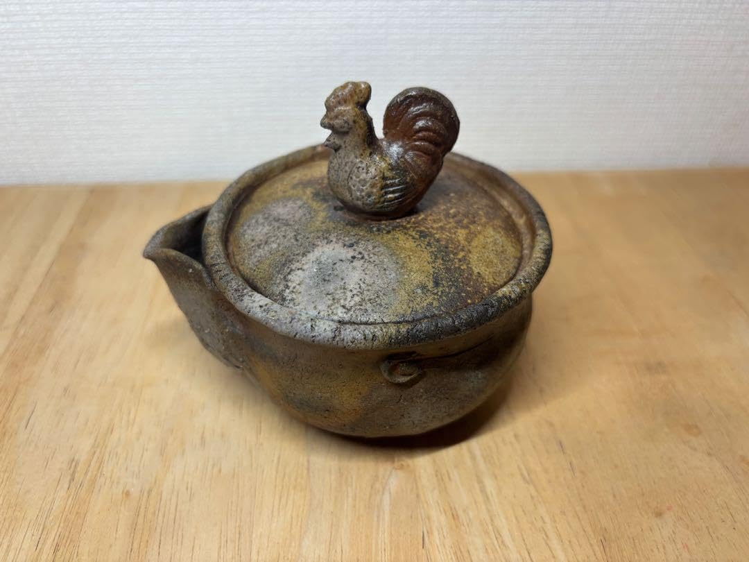 54.備前焼 宝瓶 登り窯 鶏 にわとり ニワトリ 手びねり 急須 54.備前焼