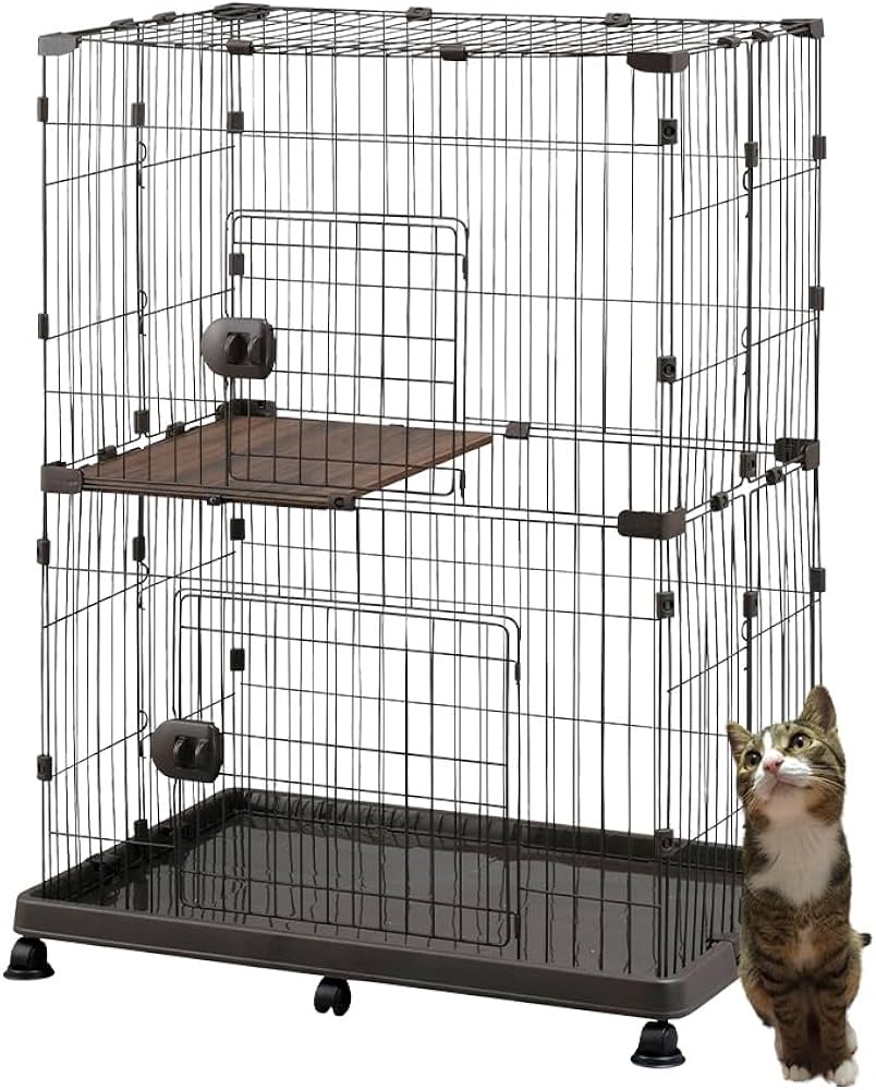 Amazon | アイリスオーヤマ 猫 ケージ 2段 キャスター付・簡単組み立て