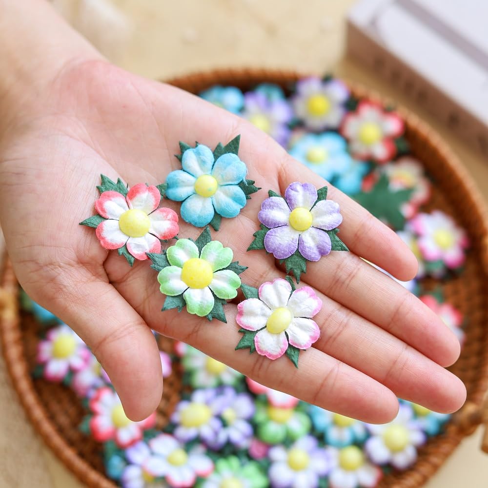 Amazon.com: Handmade 100 Pcs Mulberry Paper Flowers 30x30mm Mini