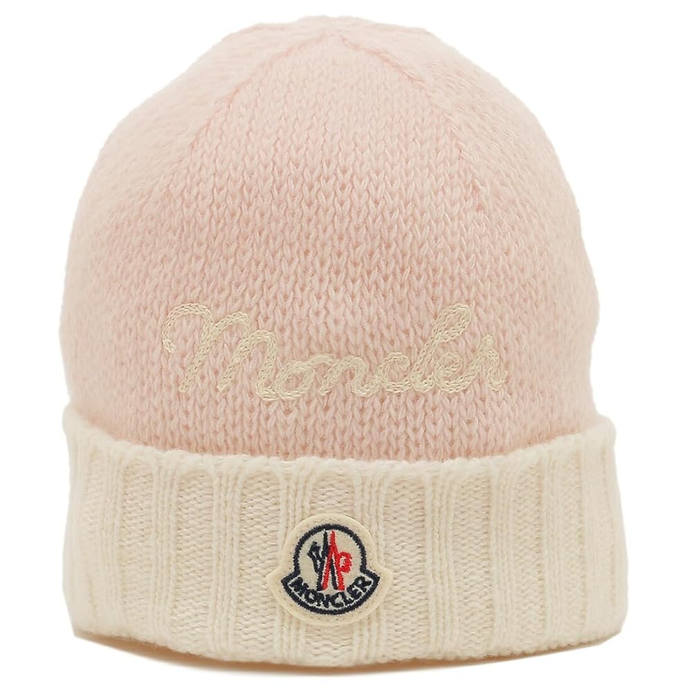 新品MONCLER ピンクファー付きニット帽 L