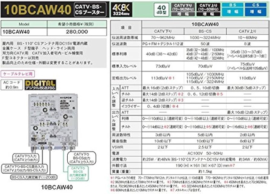 Amazon | マスプロ 4K・8K衛星放送（3224MHz）対応 共同受信用 CATV