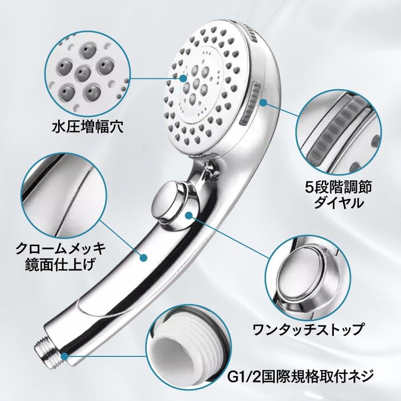 シャワーヘッド ミネラルシャワー M21×2 替えアダプター付 ハンド