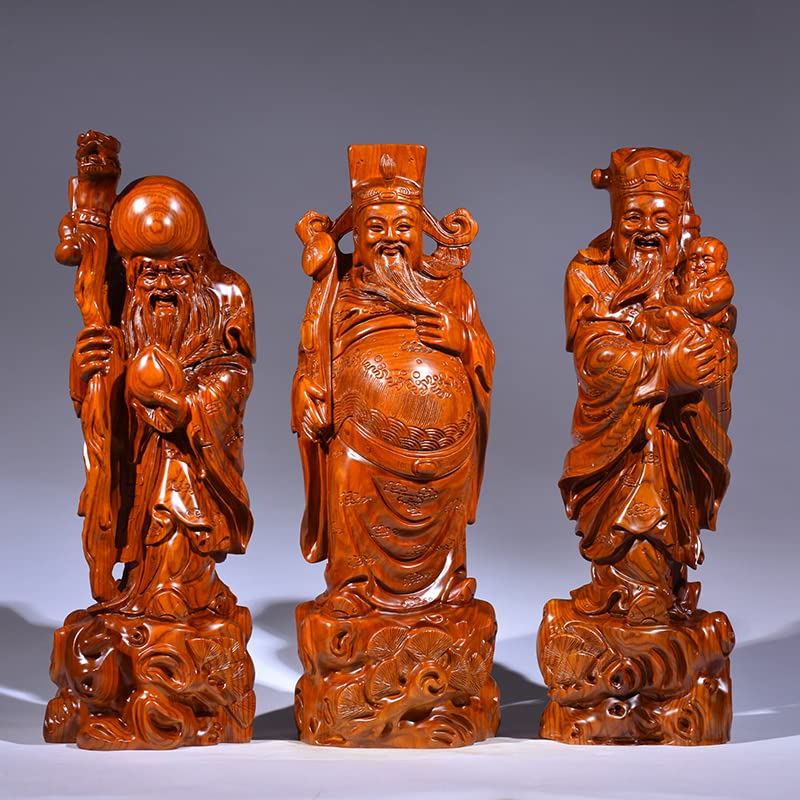 和彫刻 極上福禄寿 七福神 骨董古美術品 置物 高さ約3寸 福禄寿 木彫り