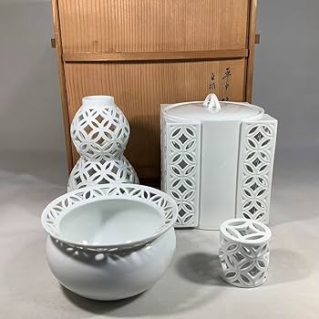 Amazon.co.jp: 平戸焼 白磁七宝透 皆具 横石嘉助 茶道具 : ホーム