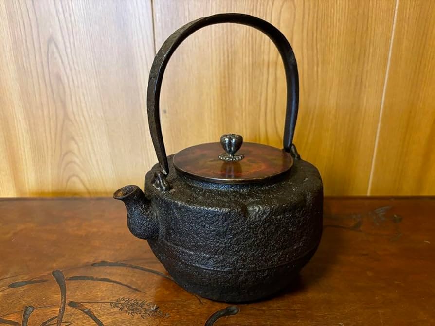 北野宗三郎 #独楽形 #鉄瓶 #取手銀象嵌 #共箱 #彫刻 茶注 #水注 小振