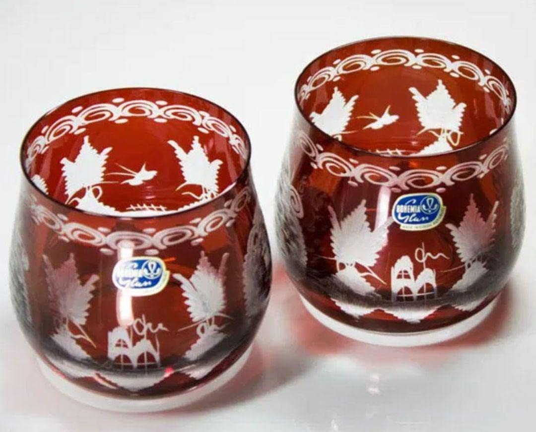 ボヘミアンクリスタル エーゲルマン グラス2個セット ボヘミアン