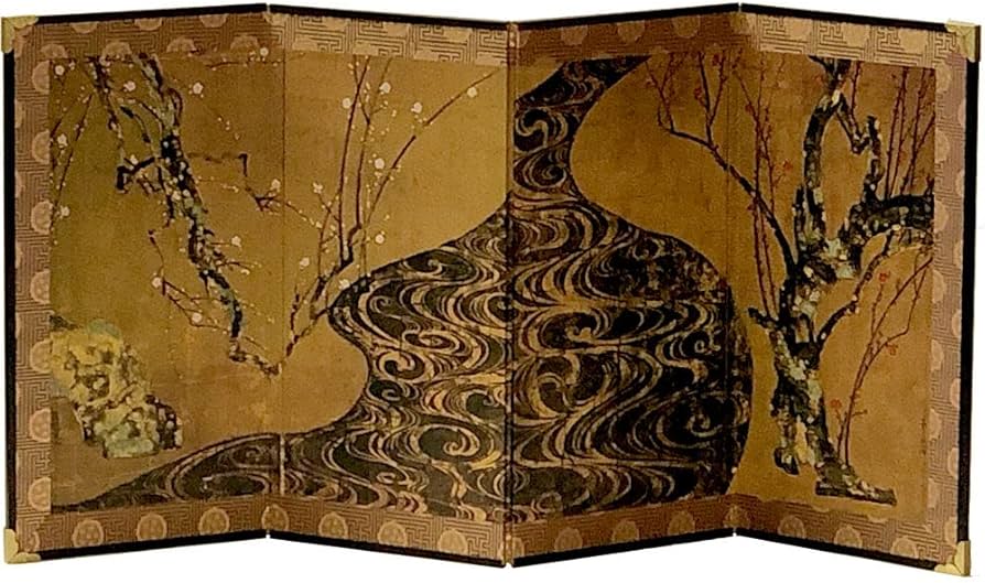 Amazon.co.jp: ミニ屏風「国宝 紅白梅図 尾形光琳」名画屏風 四曲一双