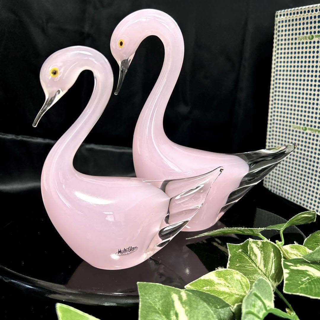 Amazon.co.jp: Multi Gla マルティグラス 白鳥スワン ガラス工芸 置物