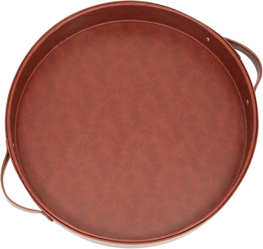 Amazon.co.jp: Juvale フェイクレザー ラウンドサービングトレイ