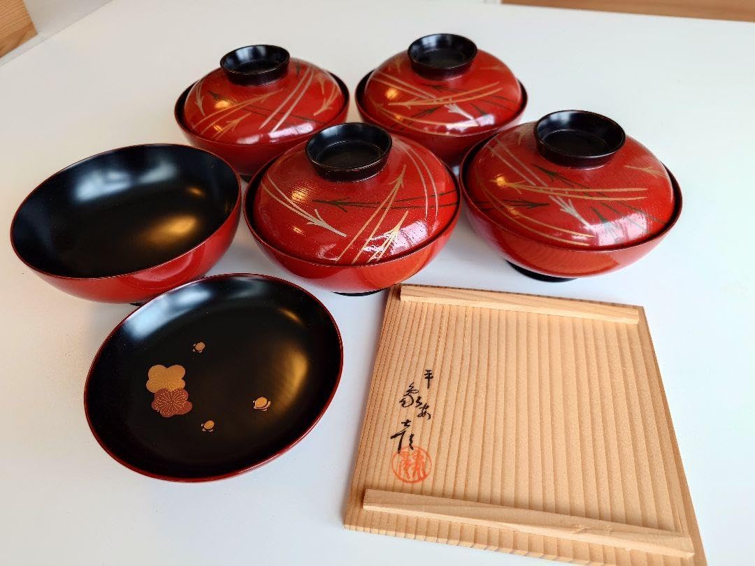 輪島塗 大向高洲堂 松沈金 煮物椀 5客 雑煮椀 合鹿椀 天然木 漆 高級