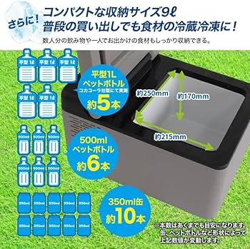 Amazon.co.jp: LIVZA ポータブル冷凍冷蔵庫 (9L) グレー LCH-9DC