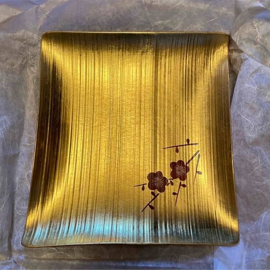 Amazon | 象彦 金箔 銀箔 お盆 菓子皿 漆器 瑞雲 天然木 漆器 干菓子器