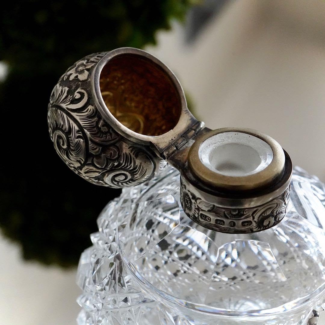 イギリス アンティーク 純銀製 べっ甲蓋 香水瓶 ホールマーク有