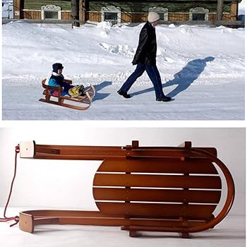 Amazon.co.jp: 木製そり、無垢材シートプルロープステアリング付きそり