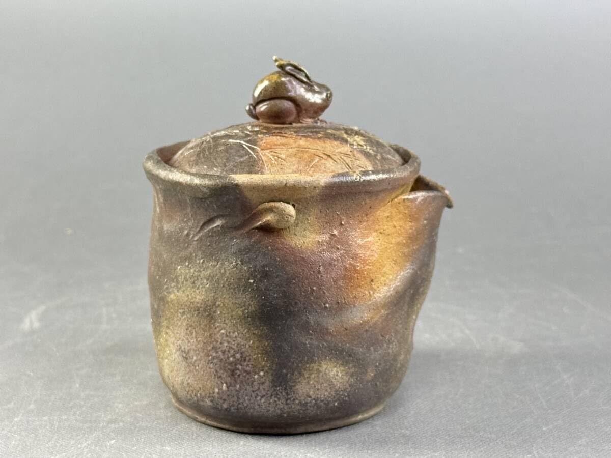 佐藤苔助 備前焼宝瓶 霊芝手捻り人気作者 急須 共箱 共布 茶注 煎茶