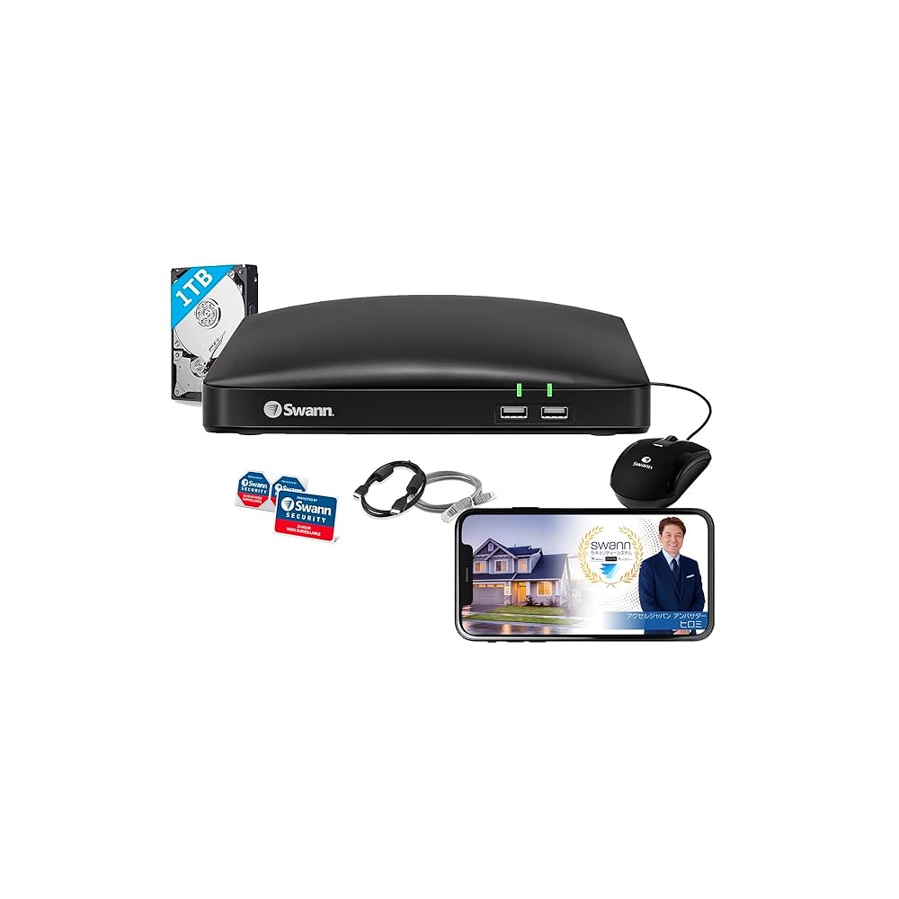 Swann スワン 防犯カメラ 4チャンネルDVRシステム 1TB カメラ4台