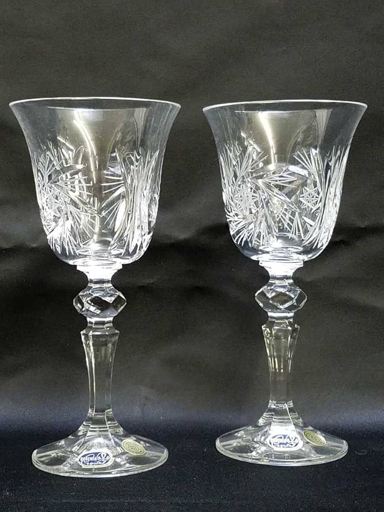 ボヘミアガラス 金彩 レッド 葡萄文 ワイングラス ペア M R6069