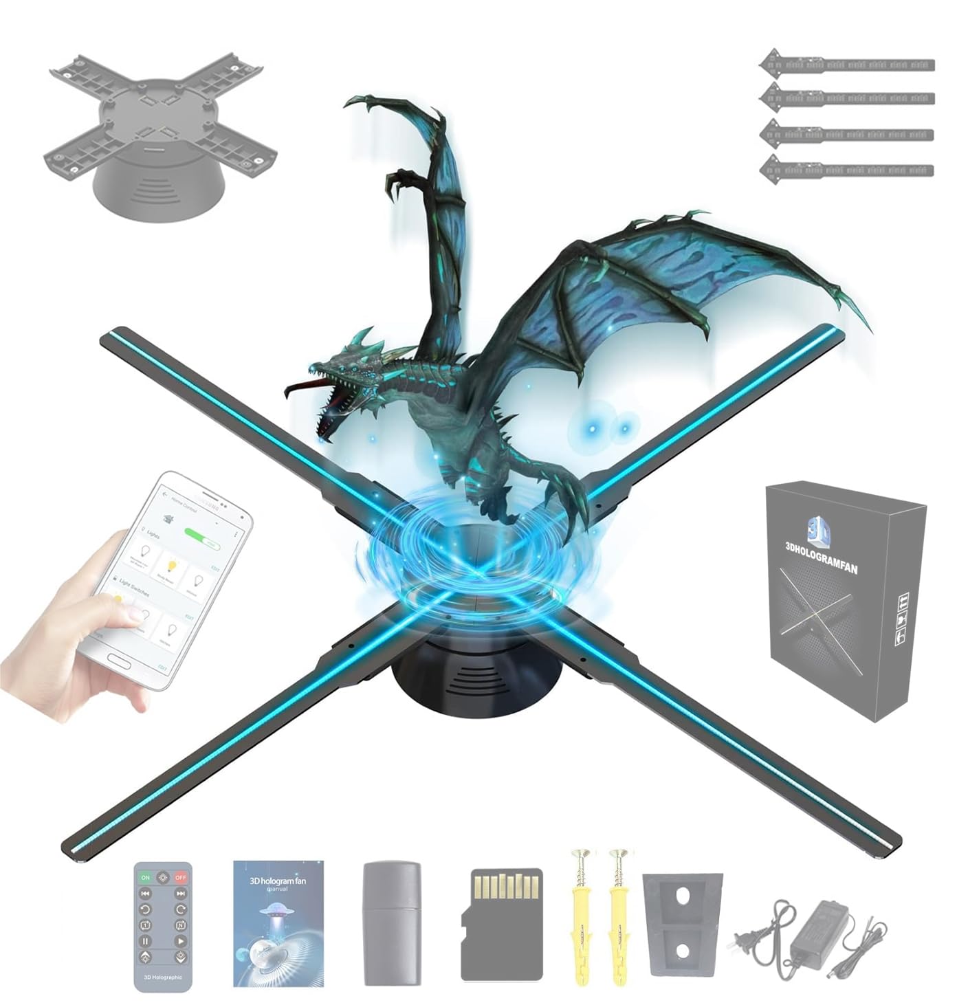 Amazon.co.jp: 3dホログラム ファン プロジェクター 長さ46CM LED WIFI