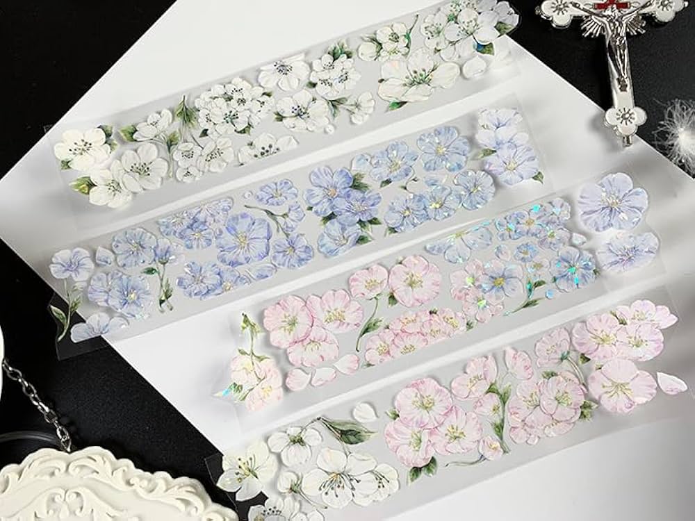 Amazon.co.jp: マスキングテープ かわいい 花柄 pet 特殊インク 手帳