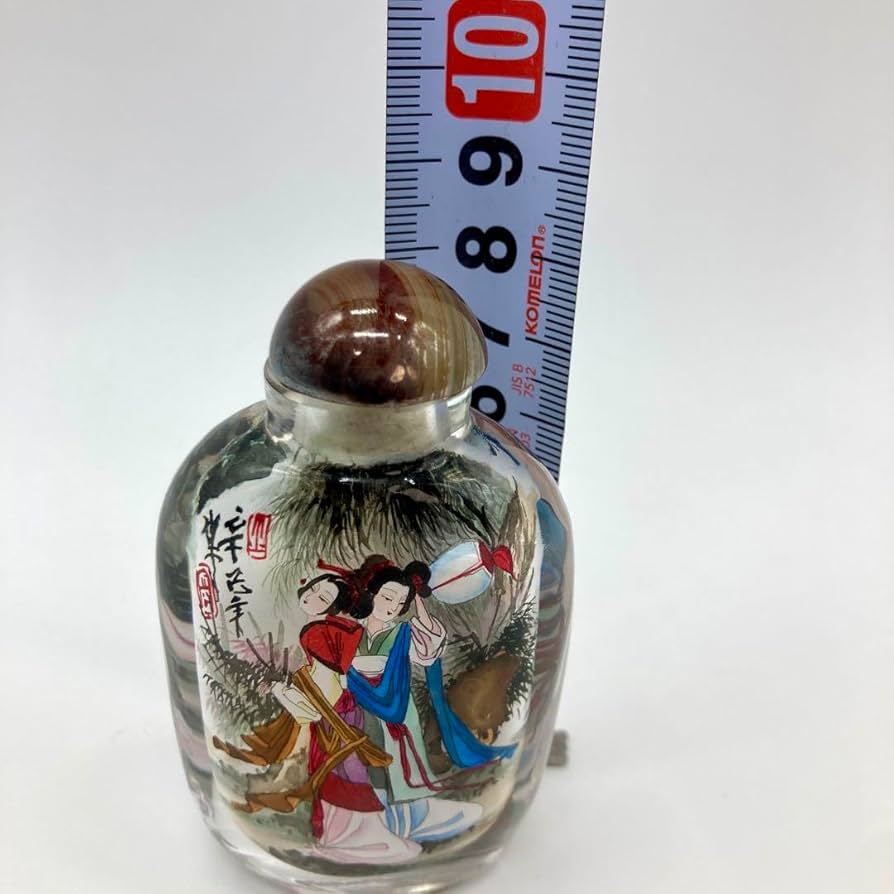 中国内画 山東内畫 内側ペイント タバコ瓶 女性 男性 雲 葉 鳥 木 中国