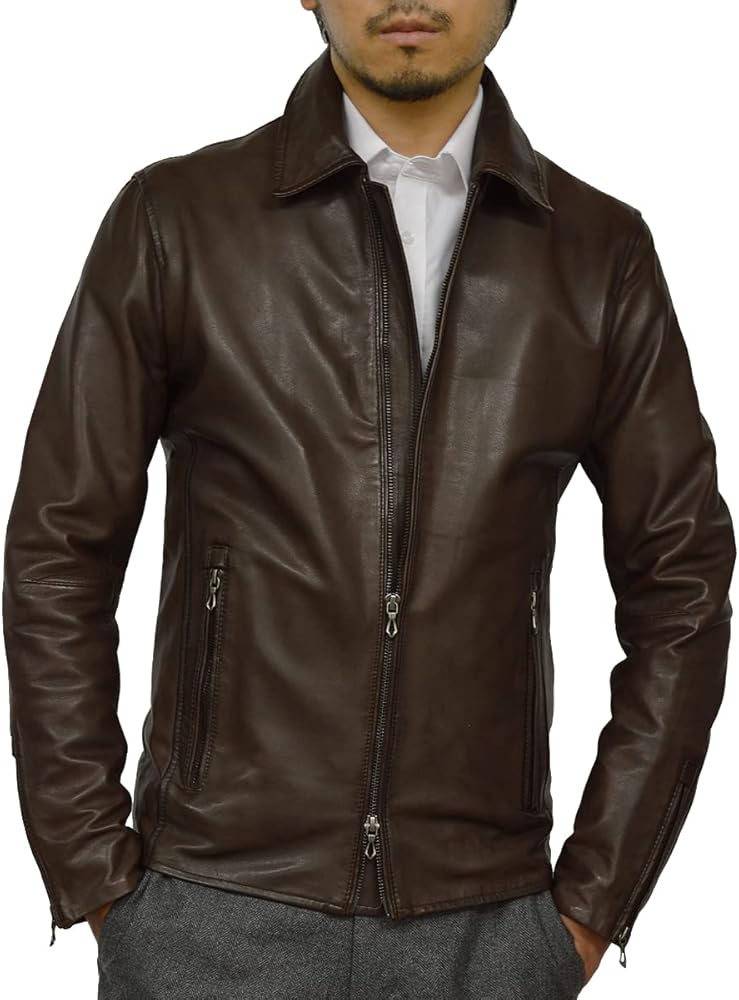Amazon | [ハルフ] 本革 レザージャケット ライダースジャケット