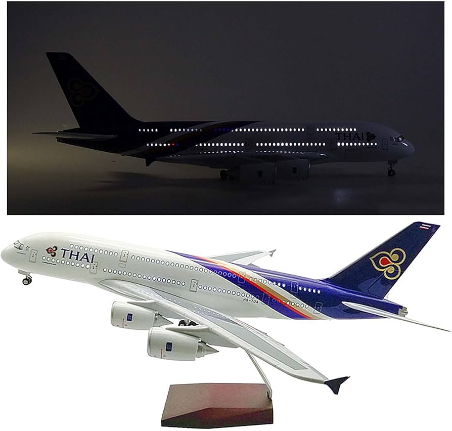 Amazon.co.jp: 現実的なエアバスA380 LEDライト付きタイ航空モデル
