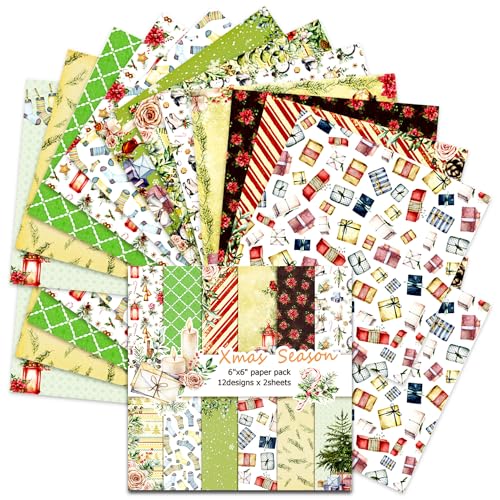 Amazon.co.jp: スクラップブック用紙 24枚 クリスマスクラフト