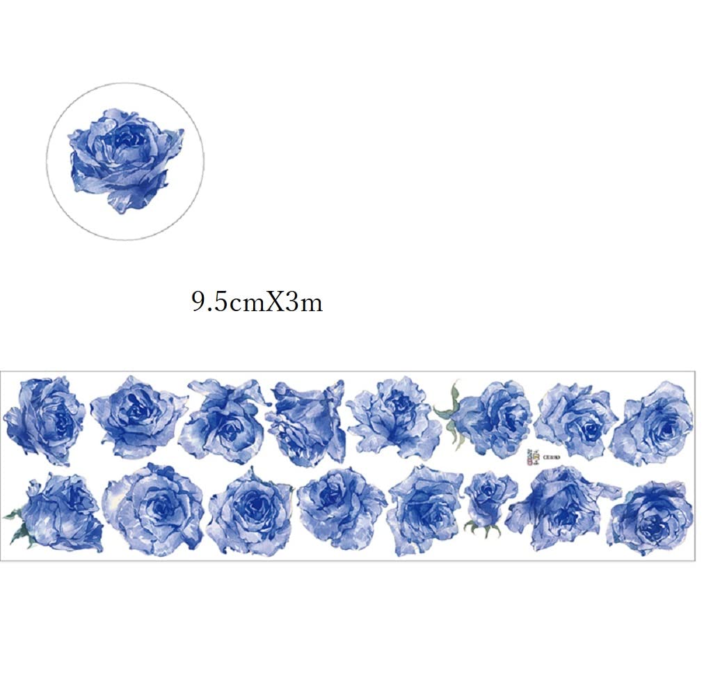 海外PETマステ 青バラ 花柄5本