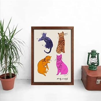 Amazon.co.jp: アンディウォーホル ネコの絵 フレーム付き ポスター