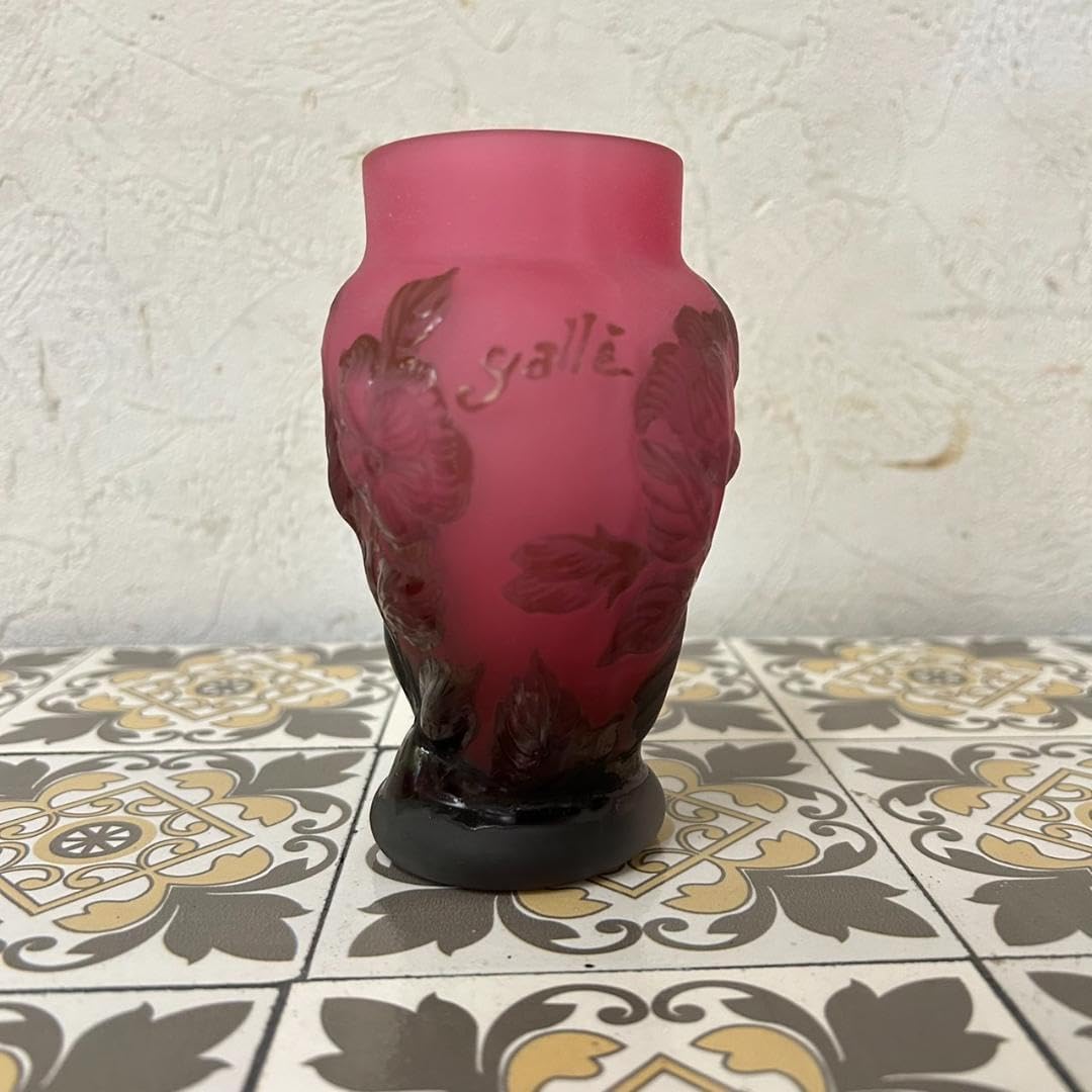 エミールガレ 果実紋 一輪挿し 花瓶 技法スフレ 被せガラス 高さ12cm