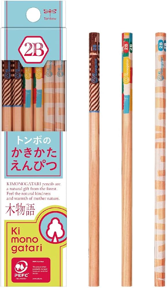 Amazon | トンボ鉛筆 かきかた鉛筆 2B (3種のデザイン) 木物語 水色柄
