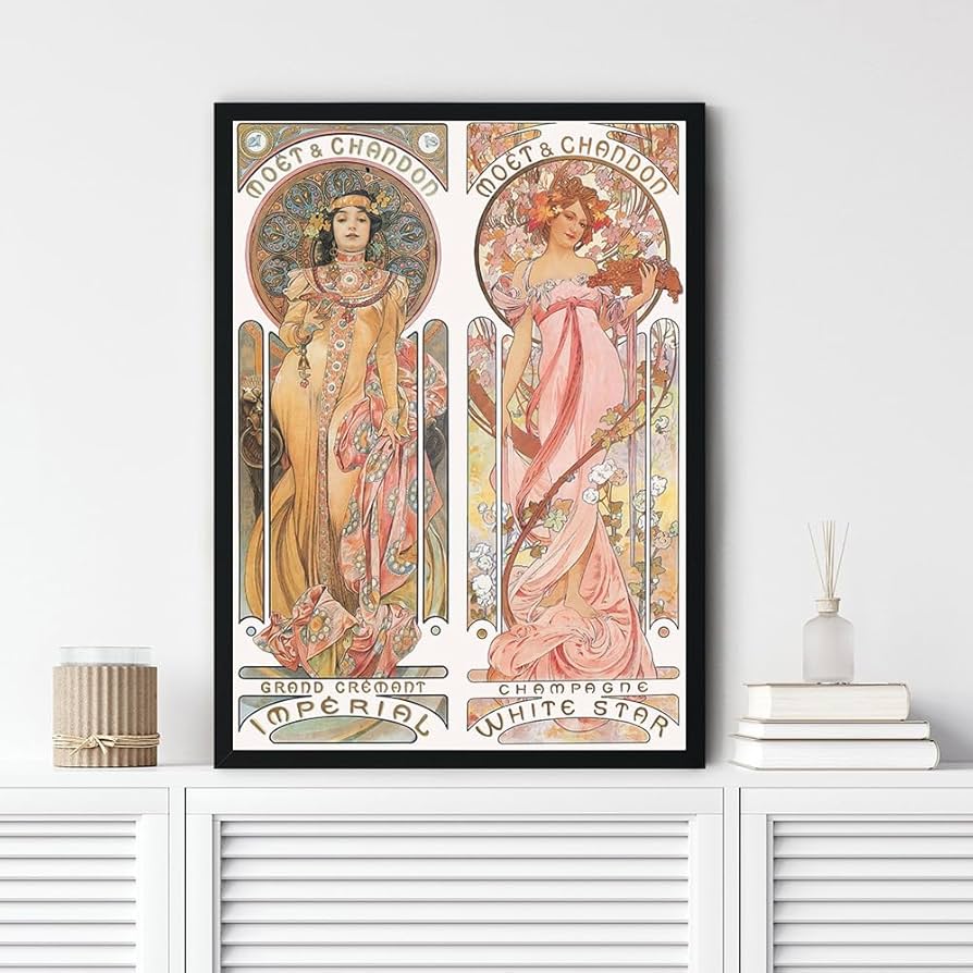 Amazon.co.jp: アルフォンスミュシャポスターとプリントレトロな花の