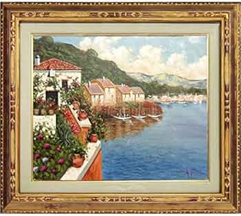 Amazon.co.jp: アントニオ・サンニノ『ガルダ湖(F8)』油彩画 風景画