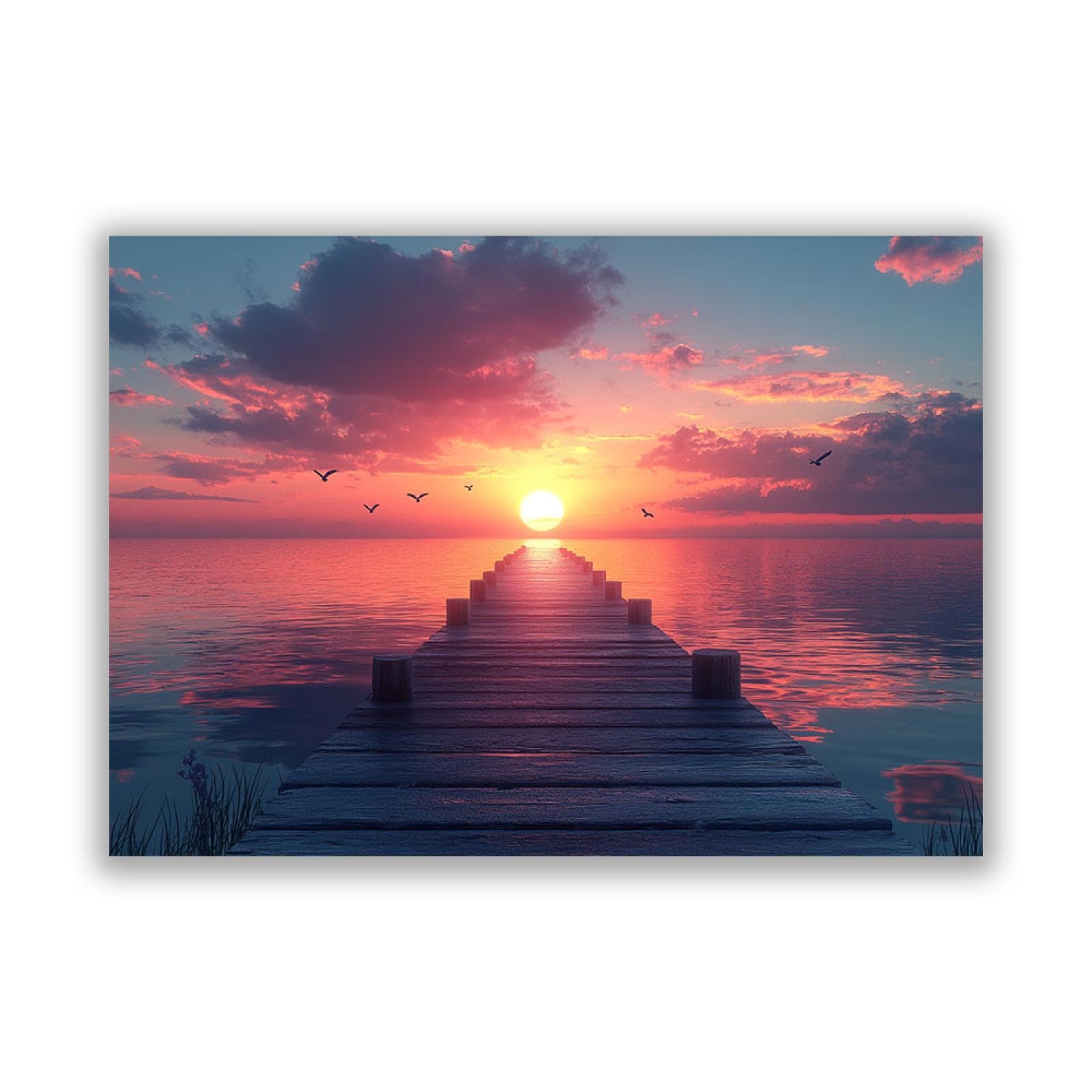 穏やかな日】アクリル画 F4 風景画 絵画 穏やかな日】アクリル画 F4