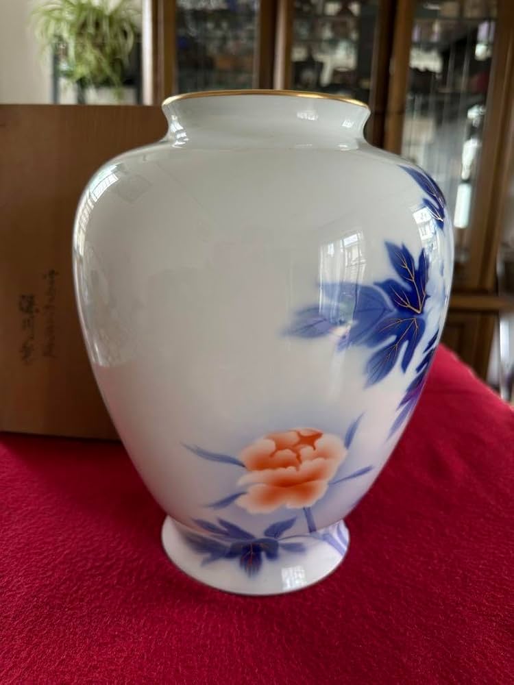 有田焼 宮内庁御用達 大花瓶 深川製磁古代牡丹管上