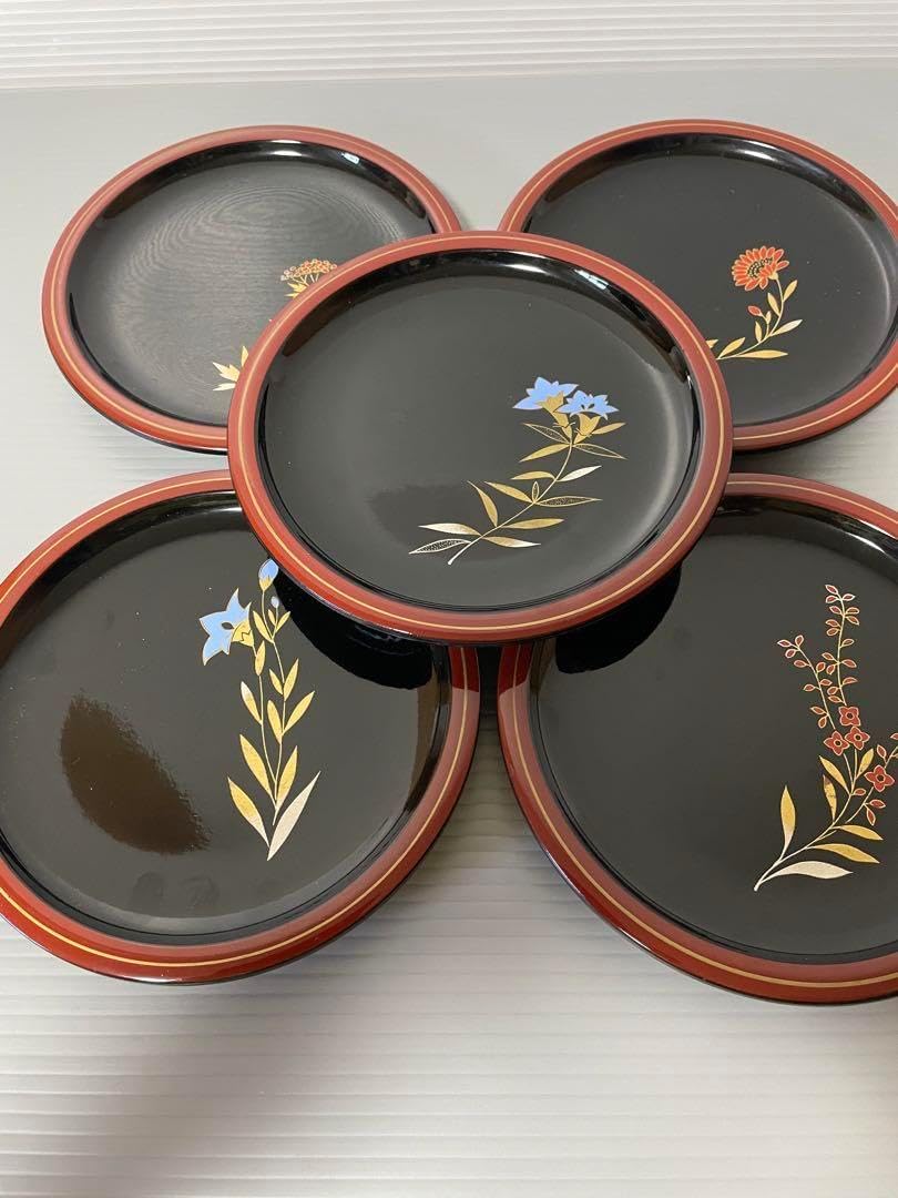 蒔絵 丸皿 五客揃 5客揃 蒔絵 茶菓子皿5客セット