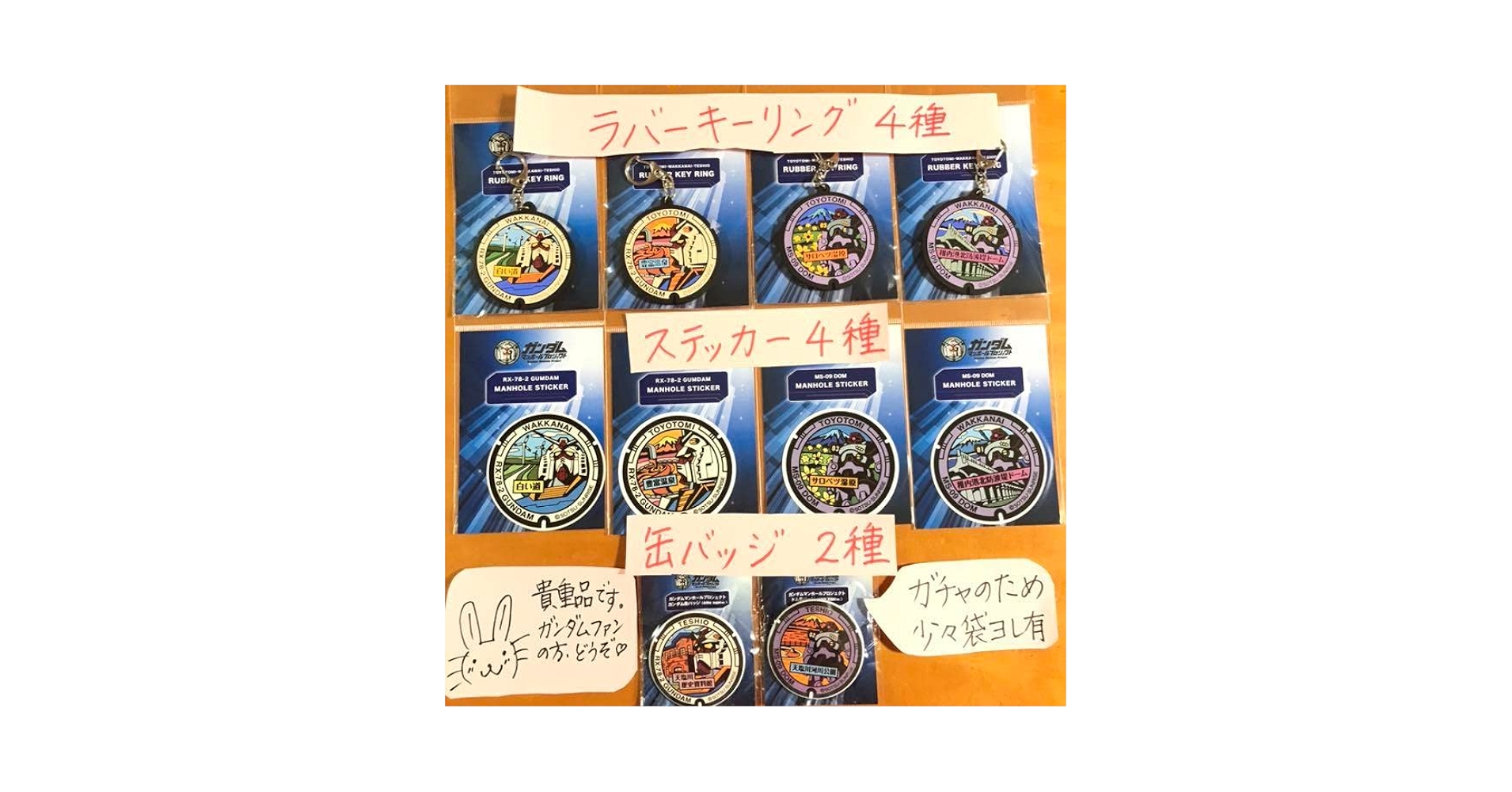 ガンダムマンホールプロジェクト キーリング・ステッカー・缶バッジ