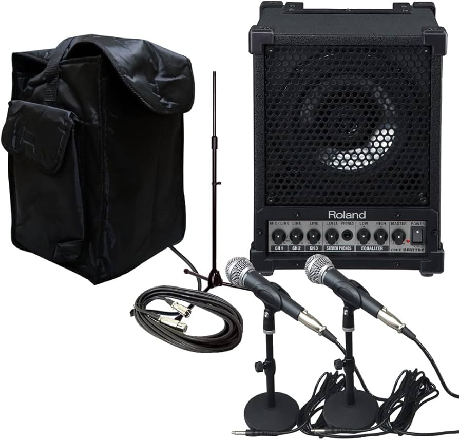 Amazon | ローランド Roland 30Wアンプ内蔵スピーカー(有線マイク2本